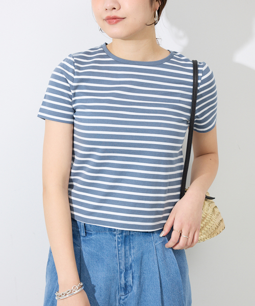SLOBE IENA(スローブイエナ)の「《追加》BASICコンパクトTEE -汗ジミ防止-(Tシャツ/カットソー・レディース・チャコールグレー/サックスブルー/ホワイト/ダークブルー・FREE)」の16枚目の写真