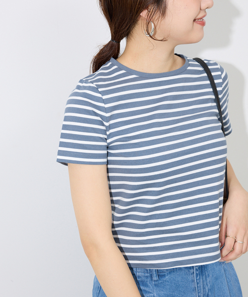 SLOBE IENA(スローブイエナ)の「《追加》BASICコンパクトTEE -汗ジミ防止-(Tシャツ/カットソー・レディース・チャコールグレー/サックスブルー/ホワイト/ダークブルー・FREE)」の15枚目の写真