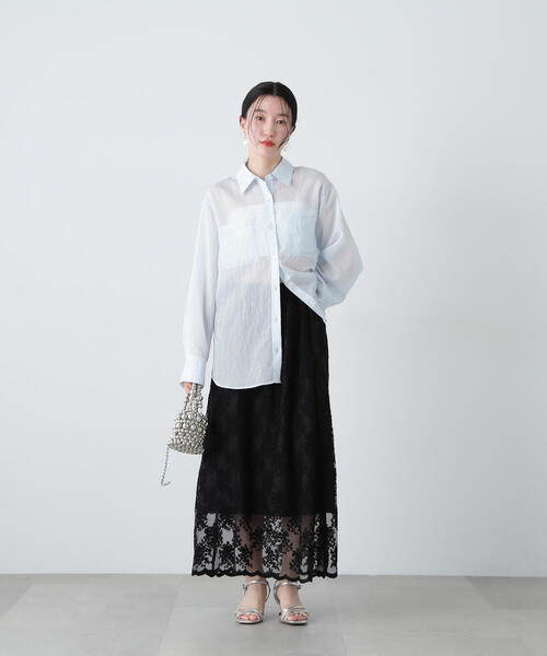 N.（N. Natural Beauty Basic）（エヌエヌナチュラルビューティーベーシック）の「レースAラインスカート（スカート・レディース・ブラック/オフホワイト・SMALL/MEDIUM）」の3枚目の写真