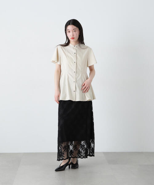 N.（N. Natural Beauty Basic）（エヌエヌナチュラルビューティーベーシック）の「レースAラインスカート（スカート・レディース・ブラック/オフホワイト・SMALL/MEDIUM）」の7枚目の写真