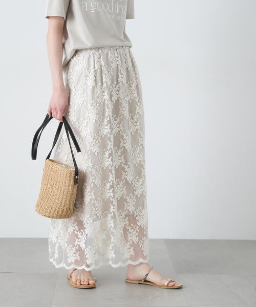 N.（N. Natural Beauty Basic）（エヌエヌナチュラルビューティーベーシック）の「レースAラインスカート（スカート・レディース・ブラック/オフホワイト・SMALL/MEDIUM）」の17枚目の写真