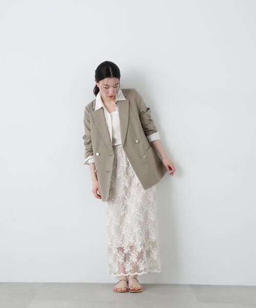 N.（N. Natural Beauty Basic）（エヌエヌナチュラルビューティーベーシック）の「レースAラインスカート（スカート・レディース・ブラック/オフホワイト・SMALL/MEDIUM）」の18枚目の写真