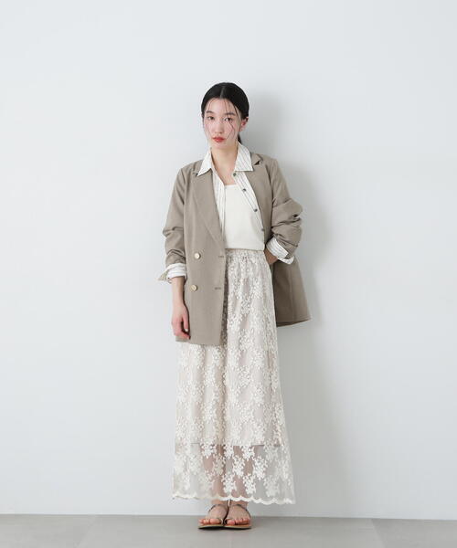 N.（N. Natural Beauty Basic）（エヌエヌナチュラルビューティーベーシック）の「レースAラインスカート（スカート・レディース・ブラック/オフホワイト・SMALL/MEDIUM）」の19枚目の写真