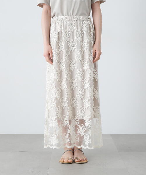 N.（N. Natural Beauty Basic）（エヌエヌナチュラルビューティーベーシック）の「レースAラインスカート（スカート・レディース・ブラック/オフホワイト・SMALL/MEDIUM）」の20枚目の写真