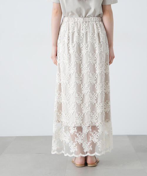 N.（N. Natural Beauty Basic）（エヌエヌナチュラルビューティーベーシック）の「レースAラインスカート（スカート・レディース・ブラック/オフホワイト・SMALL/MEDIUM）」の22枚目の写真
