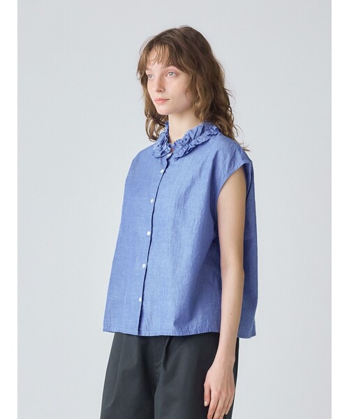 MidiUmi(ミディウミ) ボリュームフリルカラーシャツ(2-739851) MidiUmi 【20%OFF】MidiUmi ミディウミ コットン リネン