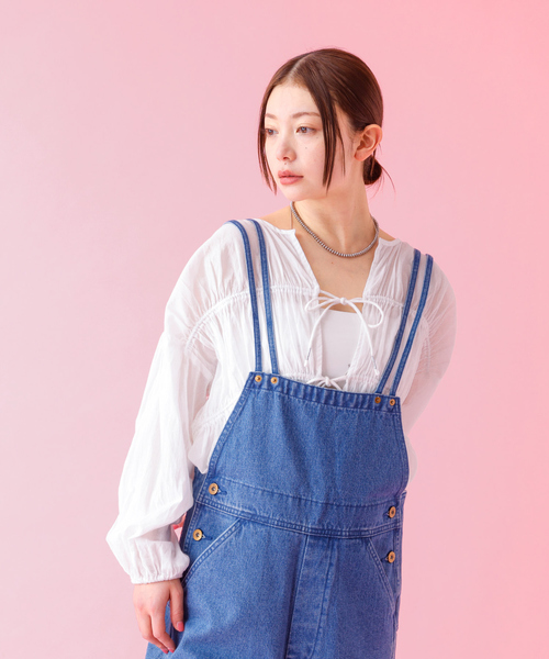 Rouge vif la cle（ルージュヴィフラクレ）の「【Le Melange/ル・メランジュ】コットンギャザーブラウス/ギャザー/リボン/機能素材【WEB限定】（シャツ/ブラウス・レディース・ホワイト/イエロー/オレンジ/ブラック・フリー）」の11枚目の写真