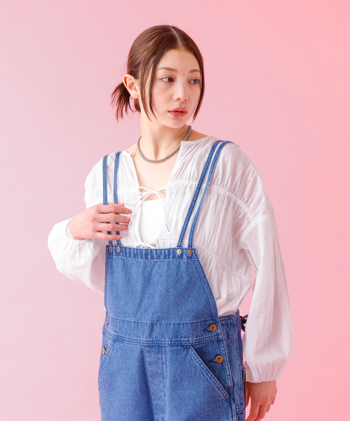 Rouge vif la cle（ルージュヴィフラクレ）の「【Le Melange/ル・メランジュ】コットンギャザーブラウス/ギャザー/リボン/機能素材【WEB限定】（シャツ/ブラウス・レディース・ホワイト/イエロー/オレンジ/ブラック・フリー）」の8枚目の写真