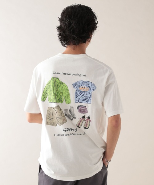 Gramicci(グラミチ)の「【GRAMICCI/グラミチ】アウトドアバックプリントTシャツ(Tシャツ/カットソー・メンズ・ホワイト/ベージュ・MEDIUM/LARGE)」の7枚目の写真