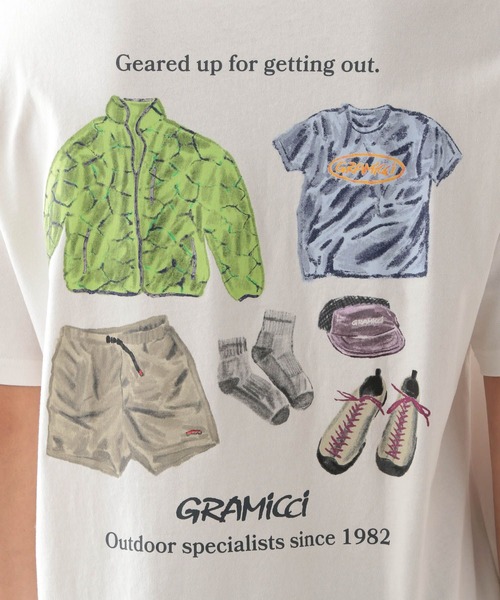 Gramicci(グラミチ)の「【GRAMICCI/グラミチ】アウトドアバックプリントTシャツ(Tシャツ/カットソー・メンズ・ホワイト/ベージュ・MEDIUM/LARGE)」の22枚目の写真
