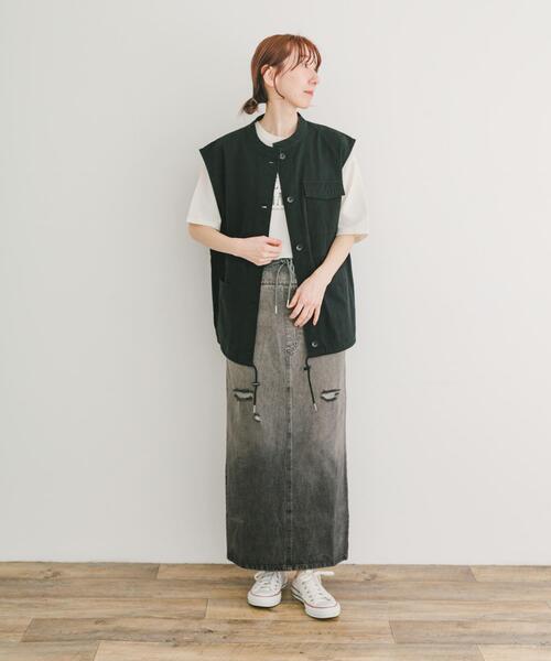 ITEMS URBANRESEARCH（アイテムズ アーバンリサーチ）の「ダブルウエストデニムスカート（スカート・レディース・ブルー/ブラック・FREE）」の5枚目の写真