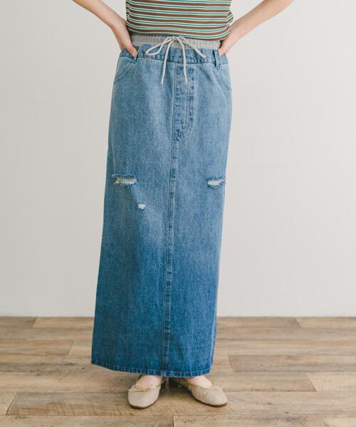 ITEMS URBANRESEARCH（アイテムズ アーバンリサーチ）の「ダブルウエストデニムスカート（スカート・レディース・ブルー/ブラック・FREE）」の9枚目の写真