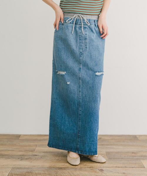 ITEMS URBANRESEARCH（アイテムズ アーバンリサーチ）の「ダブルウエストデニムスカート（スカート・レディース・ブルー/ブラック・FREE）」の10枚目の写真