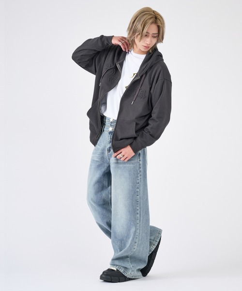 RE730(アールイーセブンサーティー)の「人気のダブルウエストデニムパンツ ビンテージ古着風(デニムパンツ・メンズ・ブルー/ライトブルー/ブラック・LARGE/MEDIUM)」の15枚目の写真