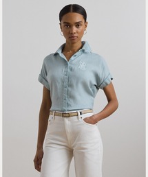 ブラウス シャツ ストライプド ショートスリーブ キャンプ シャツ レディース LAUREN RALPH ブラウス シャツ ストライプド ショートスリーブ