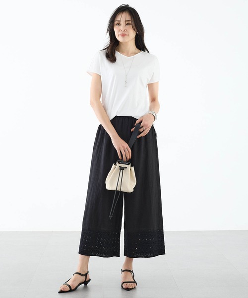 半額 50％OFFの通販 セール】【2025年春夏】ダイヤ刺しゅうワイドパンツ（スラックス パンツ