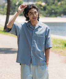 FREAK’S STORE/フリークスストア 速乾素材 リラックスフィット オープンカラーシャツ ショートスリーブ リネン風/LINEN LIKE O/C SS SHT