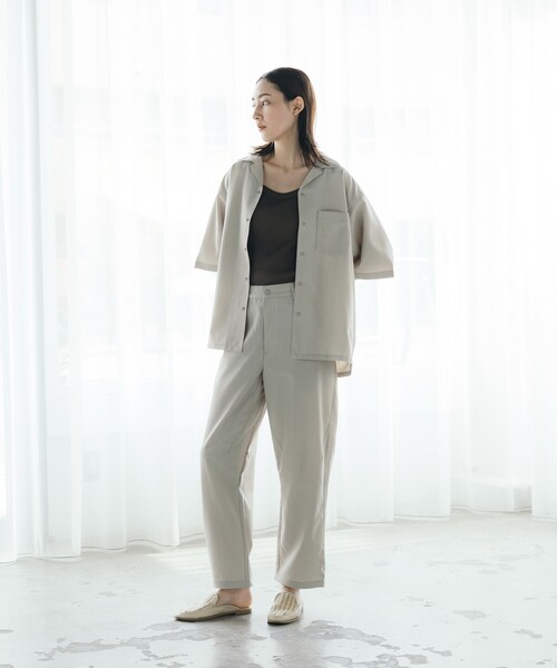 FREAK'S STORE（フリークスストア）の「FREAK’S STORE/フリークスストア 速乾素材 リラックスフィット オープンカラーシャツ ショートスリーブ  リネン風/LINEN LIKE O/C SS SHT（シャツ/ブラウス・メンズ・グリーン/オフホワイト/サックスブルー/チャコールグレー/ブラック・LARGE/MEDIUM/SMALL）」の12枚目の写真