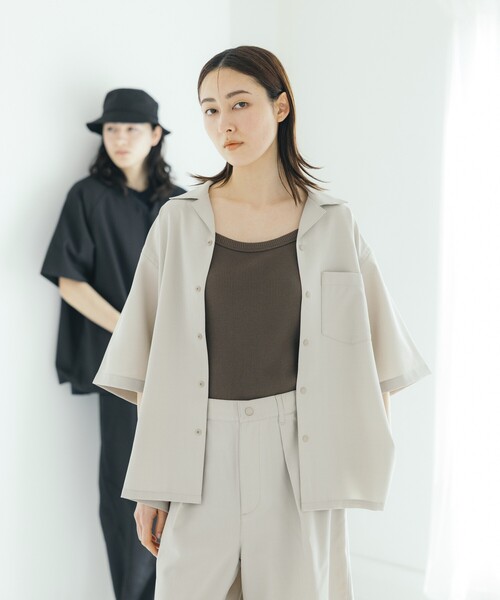 FREAK'S STORE（フリークスストア）の「FREAK’S STORE/フリークスストア 速乾素材 リラックスフィット オープンカラーシャツ ショートスリーブ  リネン風/LINEN LIKE O/C SS SHT（シャツ/ブラウス・メンズ・グリーン/オフホワイト/サックスブルー/チャコールグレー/ブラック・LARGE/MEDIUM/SMALL）」の19枚目の写真