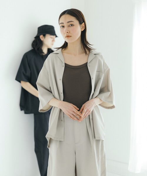 FREAK'S STORE（フリークスストア）の「FREAK’S STORE/フリークスストア 速乾素材 リラックスフィット オープンカラーシャツ ショートスリーブ  リネン風/LINEN LIKE O/C SS SHT（シャツ/ブラウス・メンズ・グリーン/オフホワイト/サックスブルー/チャコールグレー/ブラック・LARGE/MEDIUM/SMALL）」の20枚目の写真