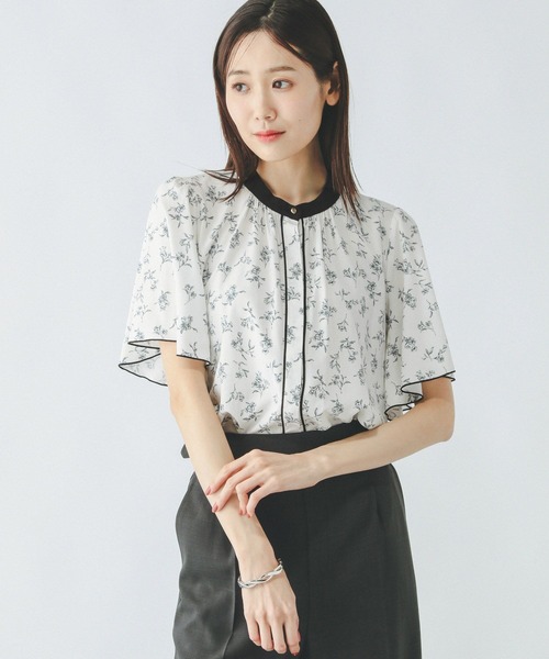 GLOBAL WORK（グローバルワーク）の「さらさらリラックスパイピング半袖/288591（シャツ/ブラウス・レディース・ドット/ホワイト系6/ミント/ホワイト系5/ブラック/ラベンダー・MEDIUM/LARGE/SMALL）」の3枚目の写真