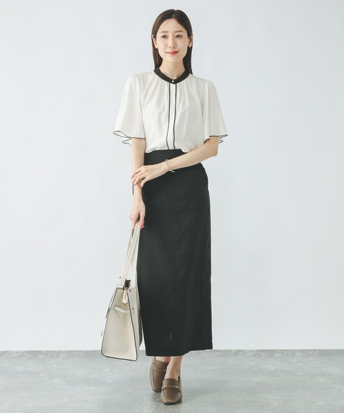 GLOBAL WORK（グローバルワーク）の「さらさらリラックスパイピング半袖/288591（シャツ/ブラウス・レディース・ドット/ホワイト系6/ミント/ホワイト系5/ブラック/ラベンダー・MEDIUM/LARGE/SMALL）」の11枚目の写真