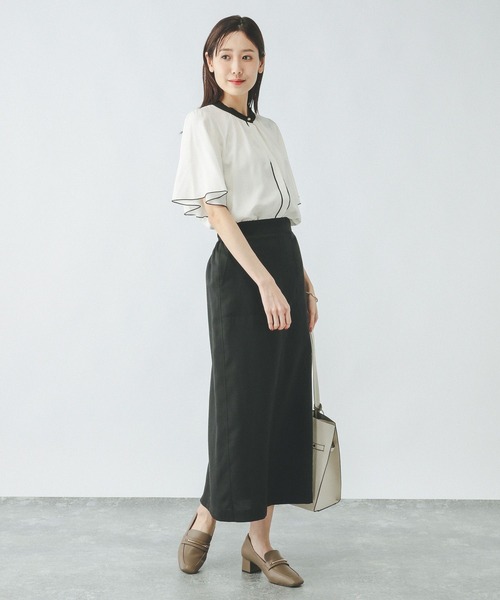 GLOBAL WORK（グローバルワーク）の「さらさらリラックスパイピング半袖/288591（シャツ/ブラウス・レディース・ドット/ホワイト系6/ミント/ホワイト系5/ブラック/ラベンダー・MEDIUM/LARGE/SMALL）」の12枚目の写真