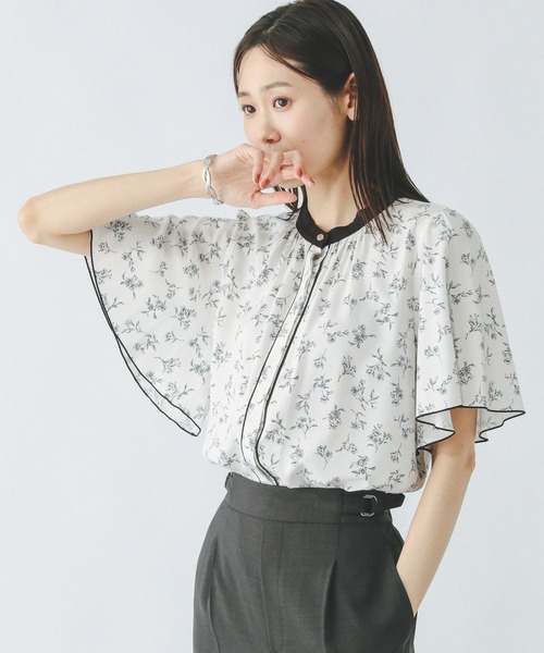 GLOBAL WORK（グローバルワーク）の「さらさらリラックスパイピング半袖/288591（シャツ/ブラウス・レディース・ドット/ホワイト系6/ミント/ホワイト系5/ブラック/ラベンダー・MEDIUM/LARGE/SMALL）」の17枚目の写真