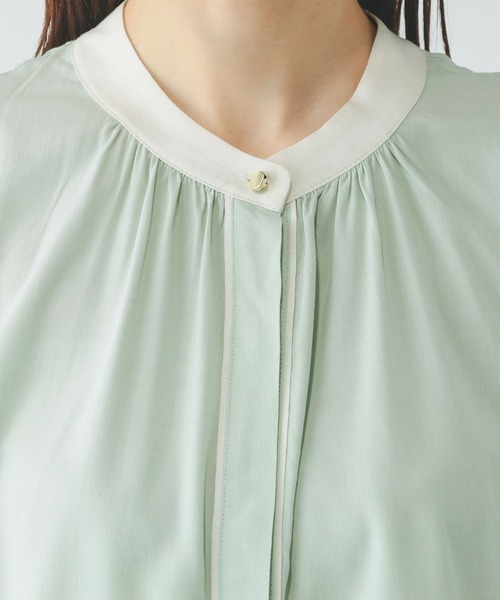 GLOBAL WORK（グローバルワーク）の「さらさらリラックスパイピング半袖/288591（シャツ/ブラウス・レディース・ドット/ホワイト系6/ミント/ホワイト系5/ブラック/ラベンダー・MEDIUM/LARGE/SMALL）」の9枚目の写真