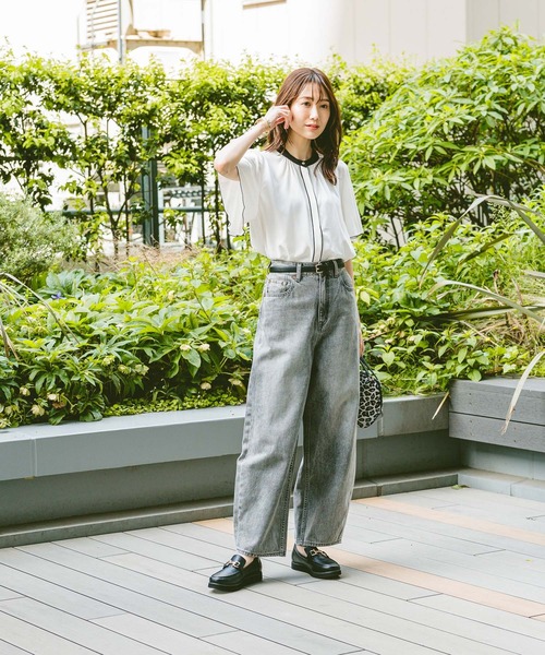 セール】さらさらリラックスパイピング半袖/288591（シャツ/ブラウス