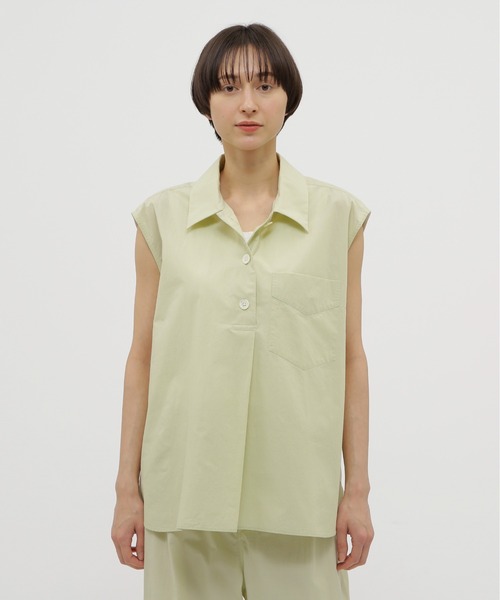 MARGARET HOWELL(マーガレットハウエル)の「COTTON POPLIN WITH PLAX(シャツ/ブラウス・レディース・ライトグリーン・FREE)」の1枚目の写真