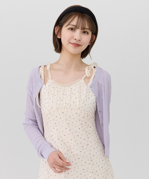 REDYAZEL(レディアゼル)の「ハートボタンシアーカーディガン(カーディガン/ボレロ・レディース・ラベンダー/イエロー/ホワイト/ブラック・FREE)」の1枚目の写真