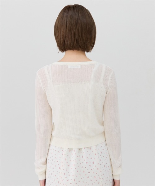 REDYAZEL(レディアゼル)の「ハートボタンシアーカーディガン(カーディガン/ボレロ・レディース・ラベンダー/イエロー/ホワイト/ブラック・FREE)」の6枚目の写真