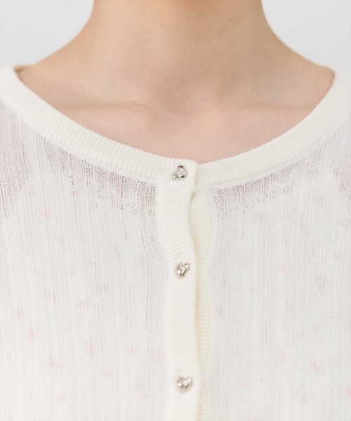 REDYAZEL(レディアゼル)の「ハートボタンシアーカーディガン(カーディガン/ボレロ・レディース・ラベンダー/イエロー/ホワイト/ブラック・FREE)」の8枚目の写真