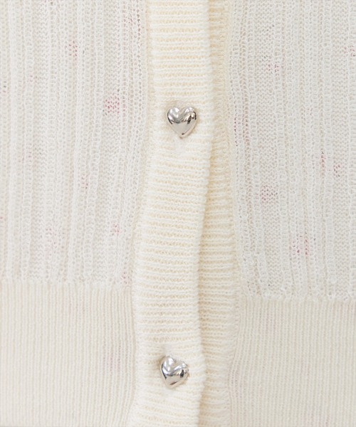 REDYAZEL(レディアゼル)の「ハートボタンシアーカーディガン(カーディガン/ボレロ・レディース・ラベンダー/イエロー/ホワイト/ブラック・FREE)」の9枚目の写真