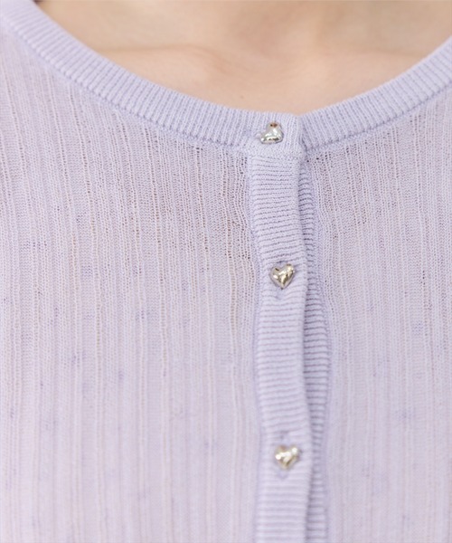 REDYAZEL(レディアゼル)の「ハートボタンシアーカーディガン(カーディガン/ボレロ・レディース・ラベンダー/イエロー/ホワイト/ブラック・FREE)」の21枚目の写真
