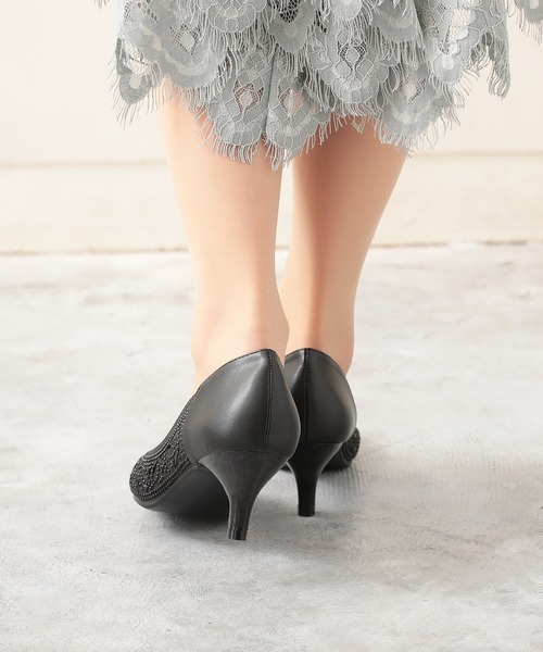 haremode（ハレモード）の「結婚式 お呼ばれ 謝恩会 成人式 対応 幾何学柄グリッターパンプス 5cmヒール ポインテッドトゥ パーティー オケージョン パンプス（パンプス・レディース・シルバー/ゴールド/ブラック・22.5cm/23cm/23.5cm/24cm/24.5cm）」の18枚目の写真