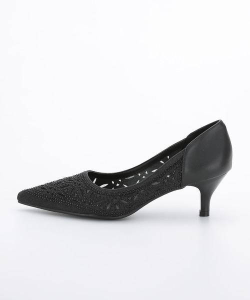 haremode（ハレモード）の「結婚式 お呼ばれ 謝恩会 成人式 対応 幾何学柄グリッターパンプス 5cmヒール ポインテッドトゥ パーティー オケージョン パンプス（パンプス・レディース・シルバー/ゴールド/ブラック・22.5cm/23cm/23.5cm/24cm/24.5cm）」の6枚目の写真