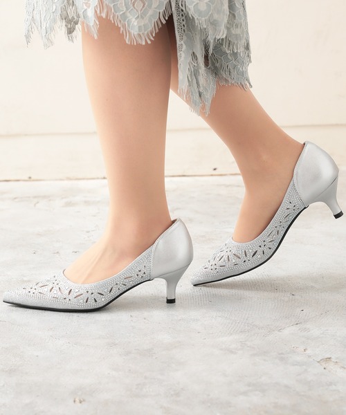 haremode（ハレモード）の「結婚式 お呼ばれ 謝恩会 成人式 対応 幾何学柄グリッターパンプス 5cmヒール ポインテッドトゥ パーティー オケージョン パンプス（パンプス・レディース・シルバー/ゴールド/ブラック・22.5cm/23cm/23.5cm/24cm/24.5cm）」の19枚目の写真