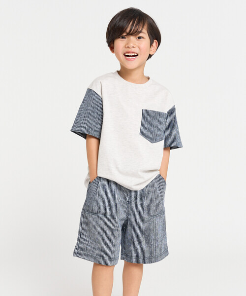 COMME CA ISM（コムサイズム）の「ヒッコリープリント ハーフパンツ（その他パンツ・キッズ・キナリ/ネイビー・110cm/100cm/120cm/130cm/140cm/150cm）」の6枚目の写真