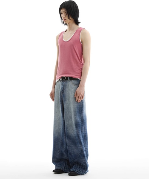 グラデーションデニムワイドパンツ　パープル セール】GRADATION DENIM WIDE PANTS / グラデーションデニム
