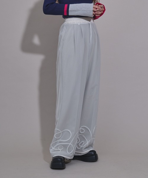 bohmal（ボマール）の「裾コード刺繍チュールレイヤードパンツ（その他パンツ・レディース・アイボリー/ブラック・FREE）」の2枚目の写真