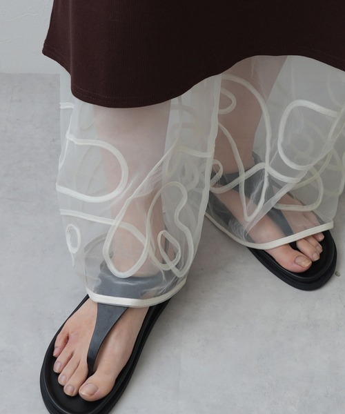 bohmal（ボマール）の「裾コード刺繍チュールレイヤードパンツ（その他パンツ・レディース・アイボリー/ブラック・FREE）」の8枚目の写真