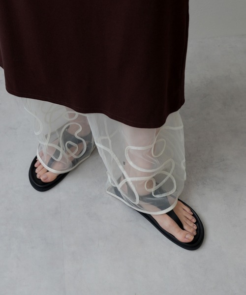 bohmal（ボマール）の「裾コード刺繍チュールレイヤードパンツ（その他パンツ・レディース・アイボリー/ブラック・FREE）」の9枚目の写真