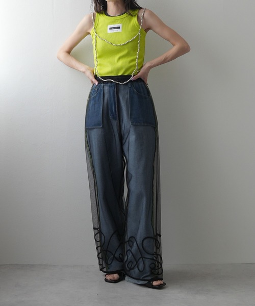 bohmal（ボマール）の「裾コード刺繍チュールレイヤードパンツ（その他パンツ・レディース・アイボリー/ブラック・FREE）」の10枚目の写真