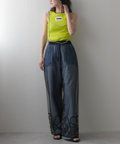 bohmal（ボマール）の「裾コード刺繍チュールレイヤードパンツ（その他パンツ・レディース・アイボリー/ブラック・FREE）」の11枚目の写真