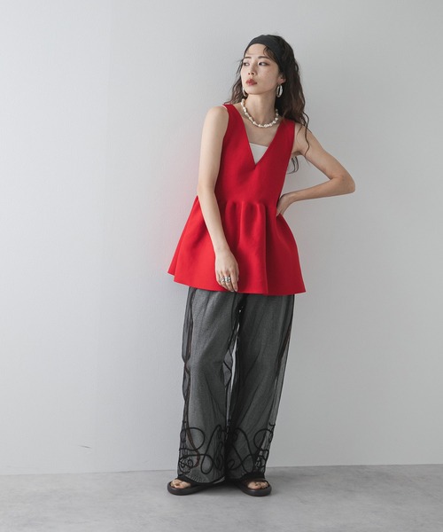 bohmal（ボマール）の「裾コード刺繍チュールレイヤードパンツ（その他パンツ・レディース・アイボリー/ブラック・FREE）」の22枚目の写真