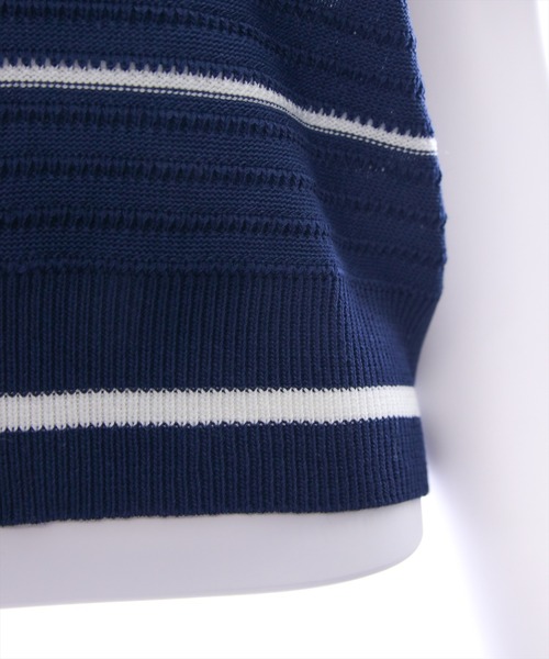 CLEAR BASIC（クリアベーシック）の「セーラーニット半袖カーディガン[大人 マリンスタイル ボーダー サマーニット]≪SS新作≫（ニット/セーター・レディース・ネイビー/オフホワイト/ブラウン・F）」の14枚目の写真