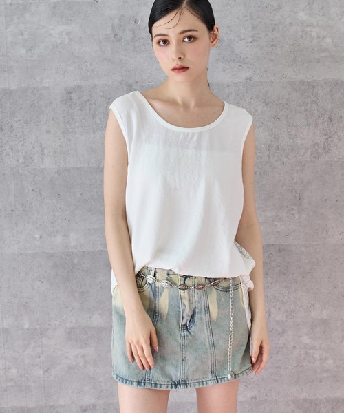 ANAP（アナップ）の「バックレースタンクトップ（タンクトップ・レディース・ホワイト/ブラック・FREE）」の2枚目の写真