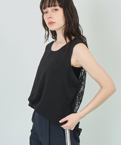 ANAP（アナップ）の「バックレースタンクトップ（タンクトップ・レディース・ホワイト/ブラック・FREE）」の5枚目の写真